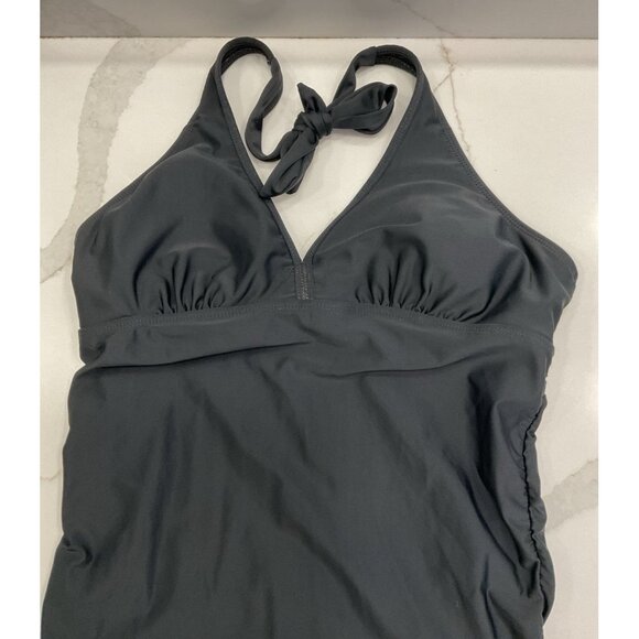 Assets Sara Blakely Spanx Blk Halter Swim Dress Size Large Ruffle Hem Swimsuit - Picture 5 of 8